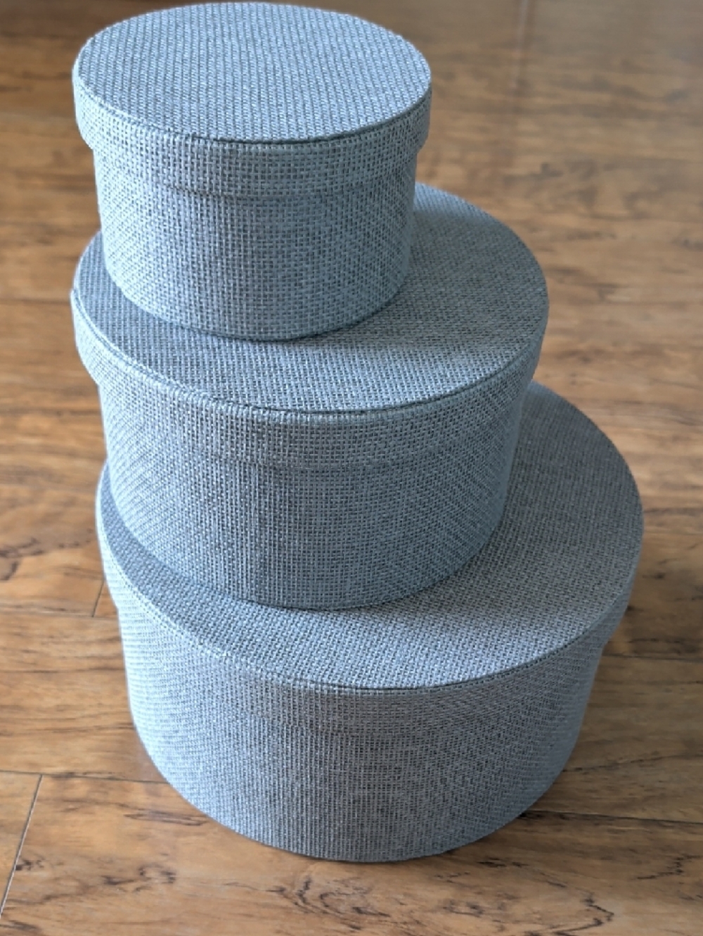 IKEA KVARNVIK Round Storage Box, Set of 3, Gray (NWOT)